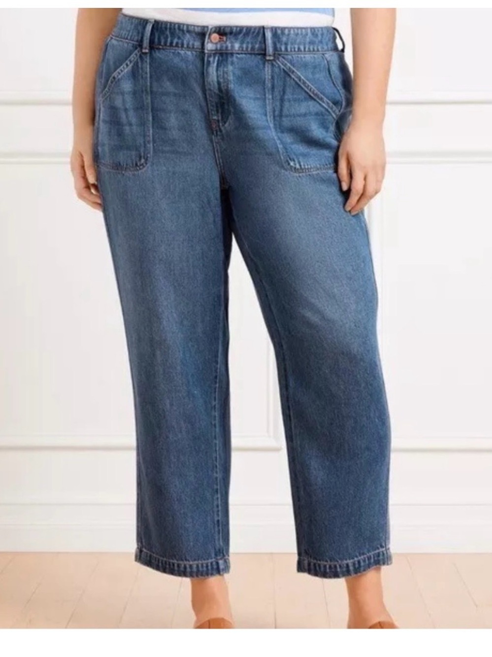 NWT Talbots Summerweight Straight Leg Ankle Jeans in Franklin Wash Blue Denim